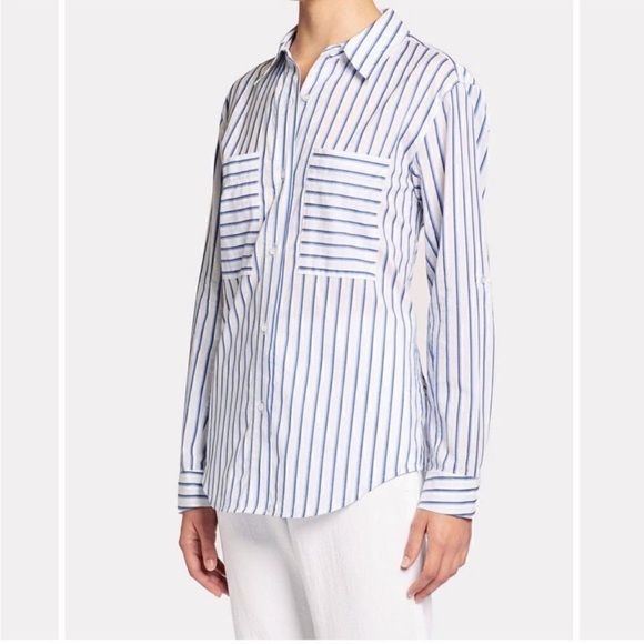 Brochu Walker Vada Blue Striped Button DownShirt  Top size Small - Picture 2 of 12